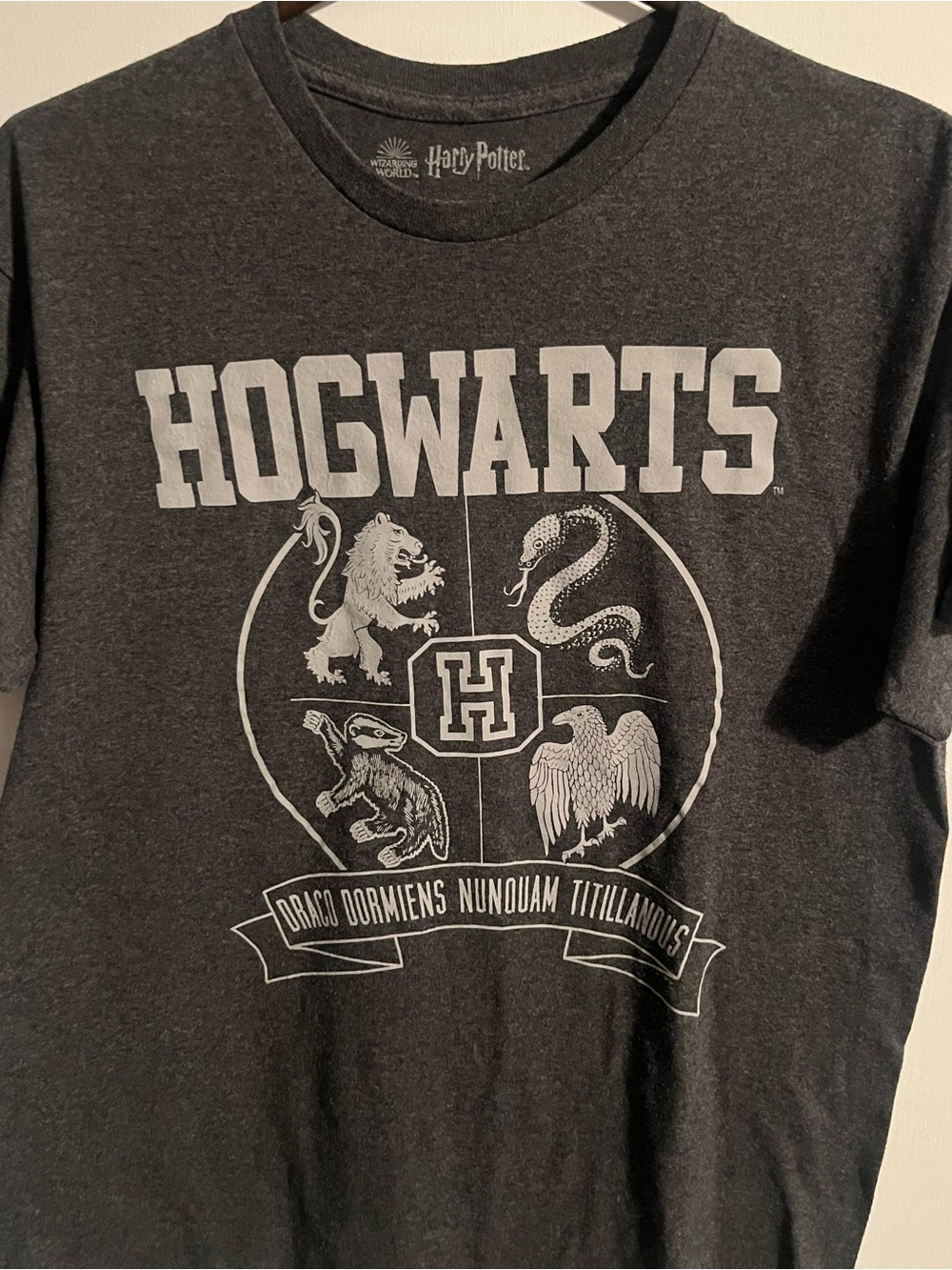 Warner Bros. Harry Potter Hogwarts Crest Charcoal Gray T-Shirt